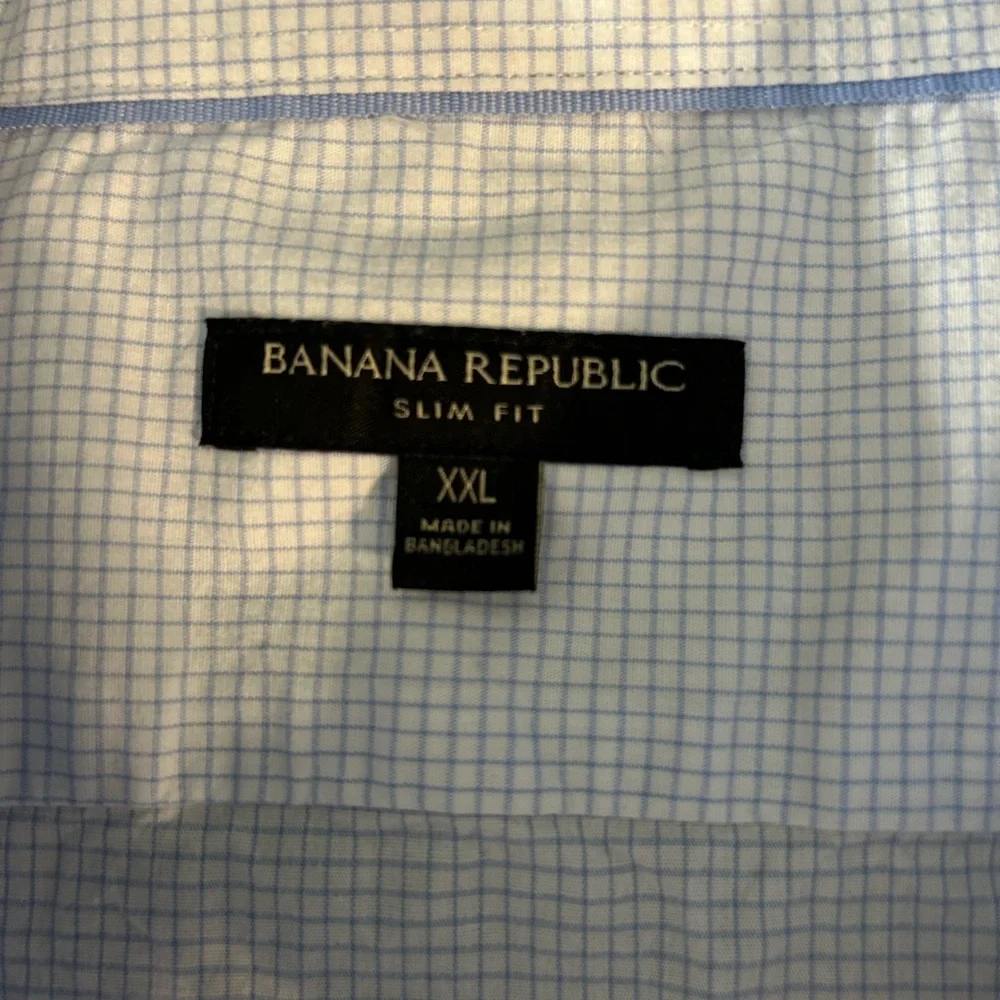Banana Republic‎ Men's Blue Checkered Dress Shirt Slim Fit XXL